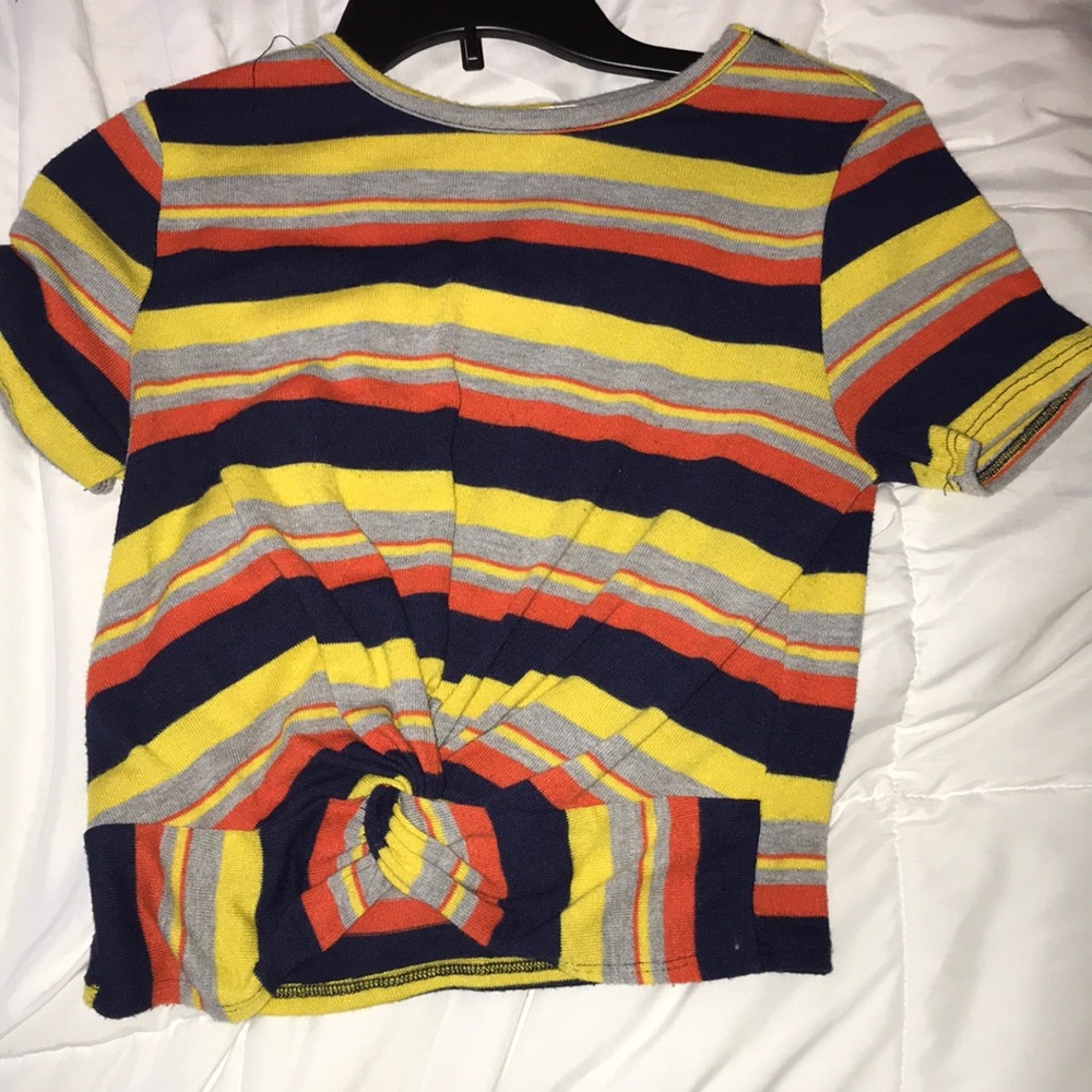 striped crop top with twist at the bottom